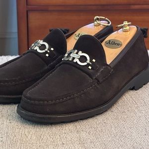 Salvatore Ferragamo Master Gancini Brown Suede Leather Men’s Loafers Size 11 D